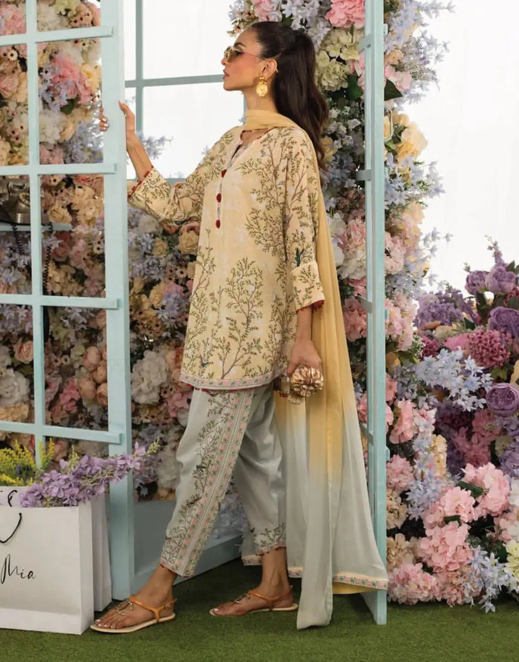 2 Pcs Women's Stitched Swiss Lawn Printed Co-Ord Set