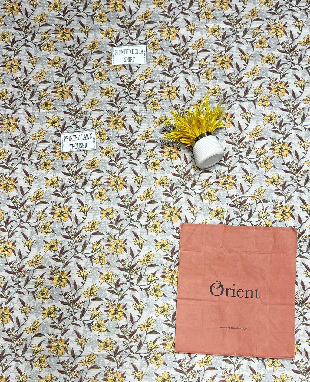 Printed Dobby Lawn 2Pcs Yellow Suit