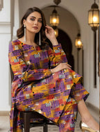 Printed Dobby Lawn 2Pcs Shirt Trouser Set Red