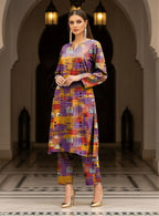 Printed Dobby Lawn 2Pcs Shirt Trouser Set Red